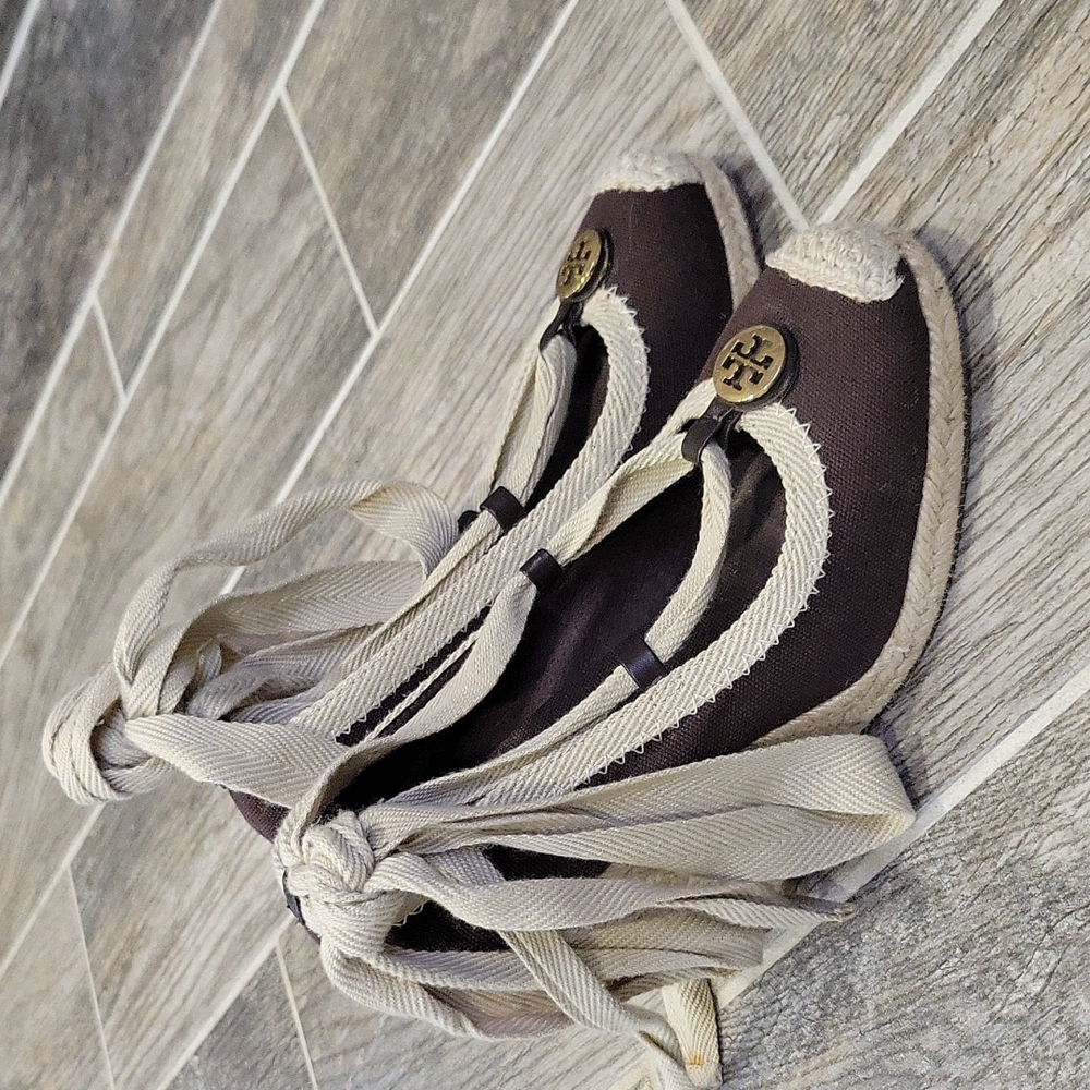 TORY BURCH Wedge Espadrile Size 6 Brown